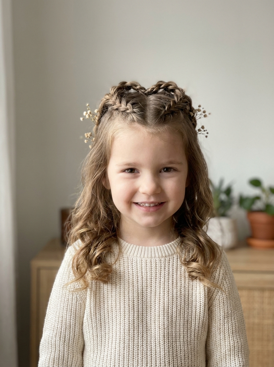 Herz-Zopf Frisur als Flechtfrisuren für Kinder Inspiration 2026